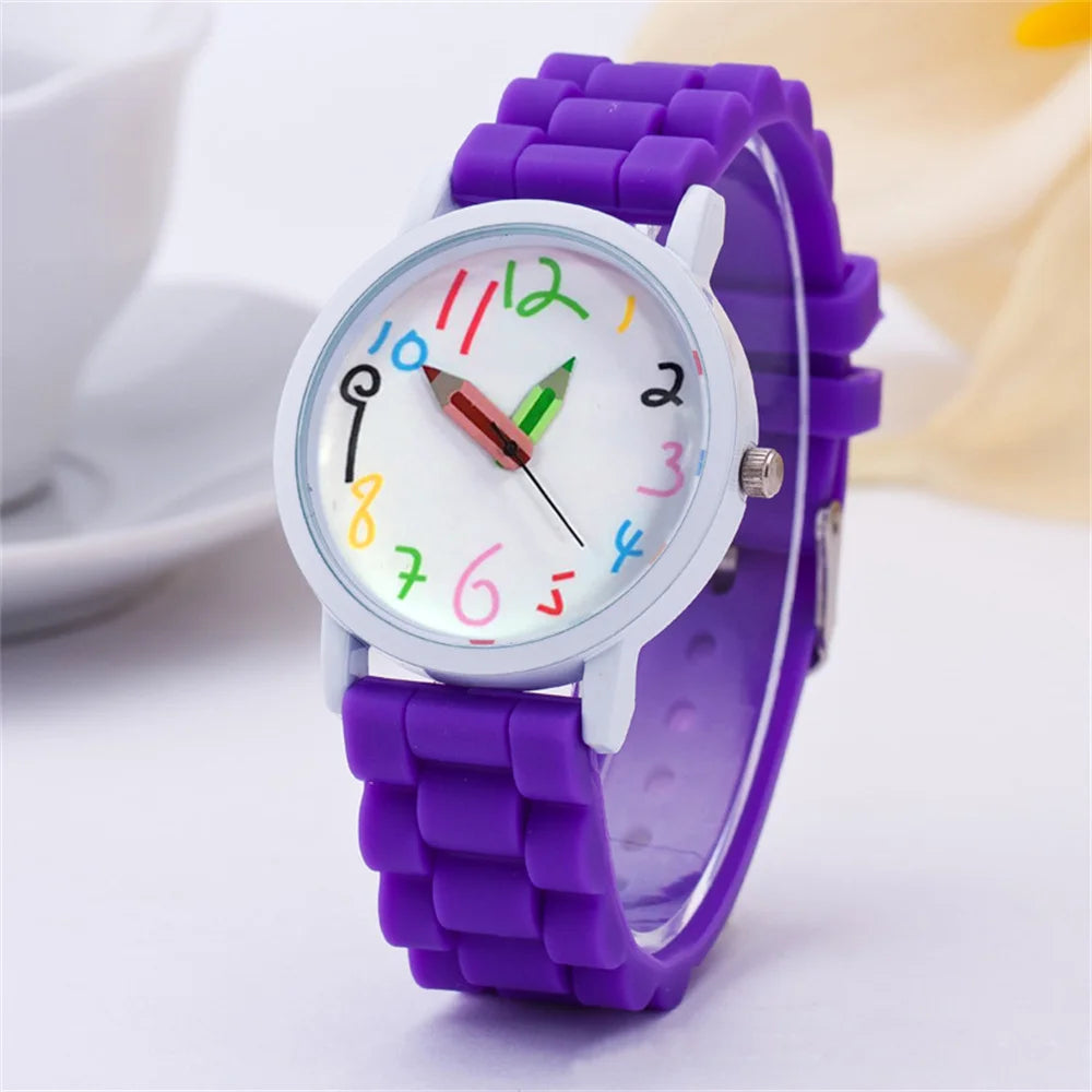 Women Watch Fashion Simple Pencil Design Digital Quartz Watches Casual Jelly Multicolour Silicone Ladies Clock Dress Wristwatch