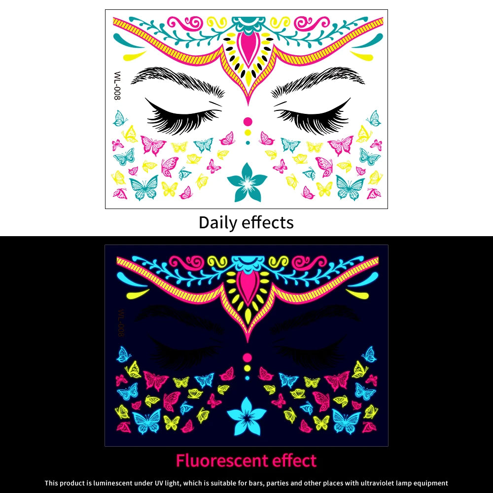 3D Face Eyes Party Makeup Tattoo Sticker Acrylic Diamond Rhinestones Sticker Self-adhesive Mixed Crystal Face Decoration Sticker