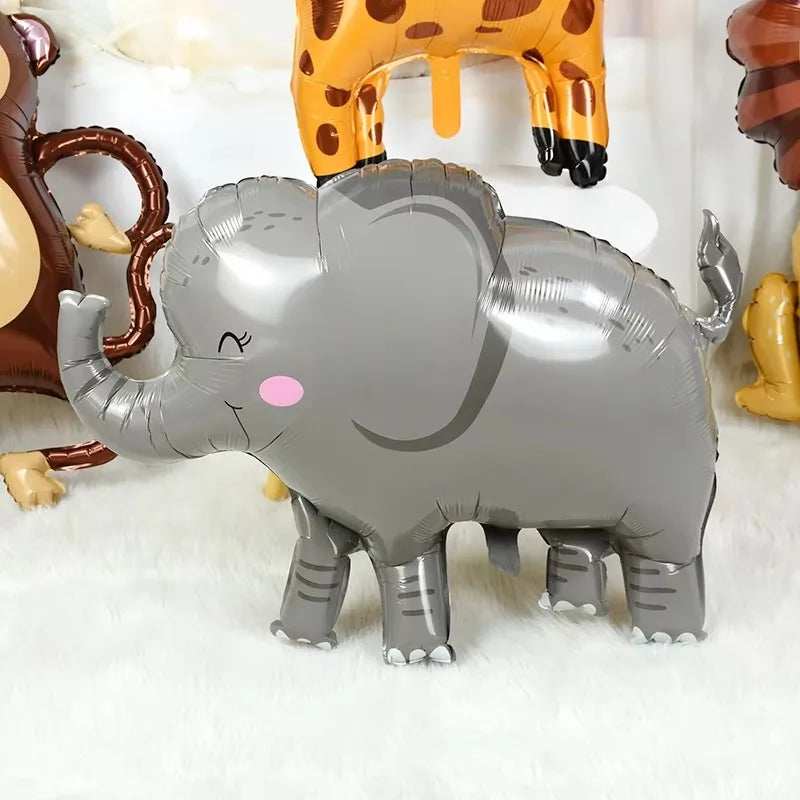 Cartoon Animal Theme Foil Balloon Jungle Safari Forest Lion Zebra Elephant Giraffe Baloon Kids Birthday Decoration Supplies
