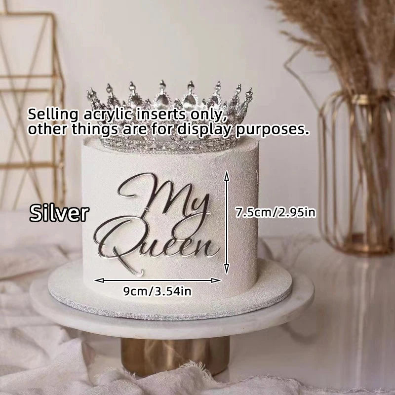 1/3/5pcs Acrylic Birthday Queen Gold Cake Topper Happy Birthday Party Sides Cake Decorations Accessories