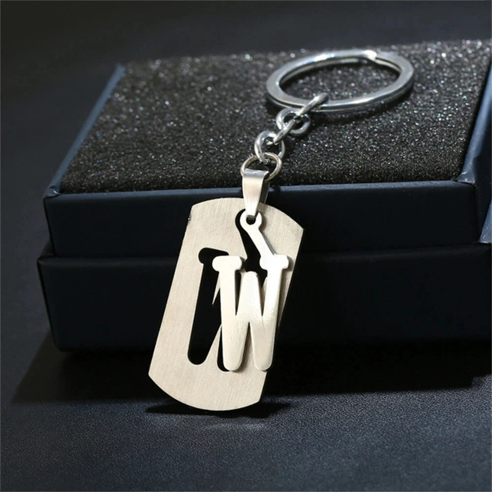 NEW DIY Stainless Steel A-Z Letters key Chain Charm 26 Letters KeyChain Men Women keychain Couple gift Jewelry Car Key Ring
