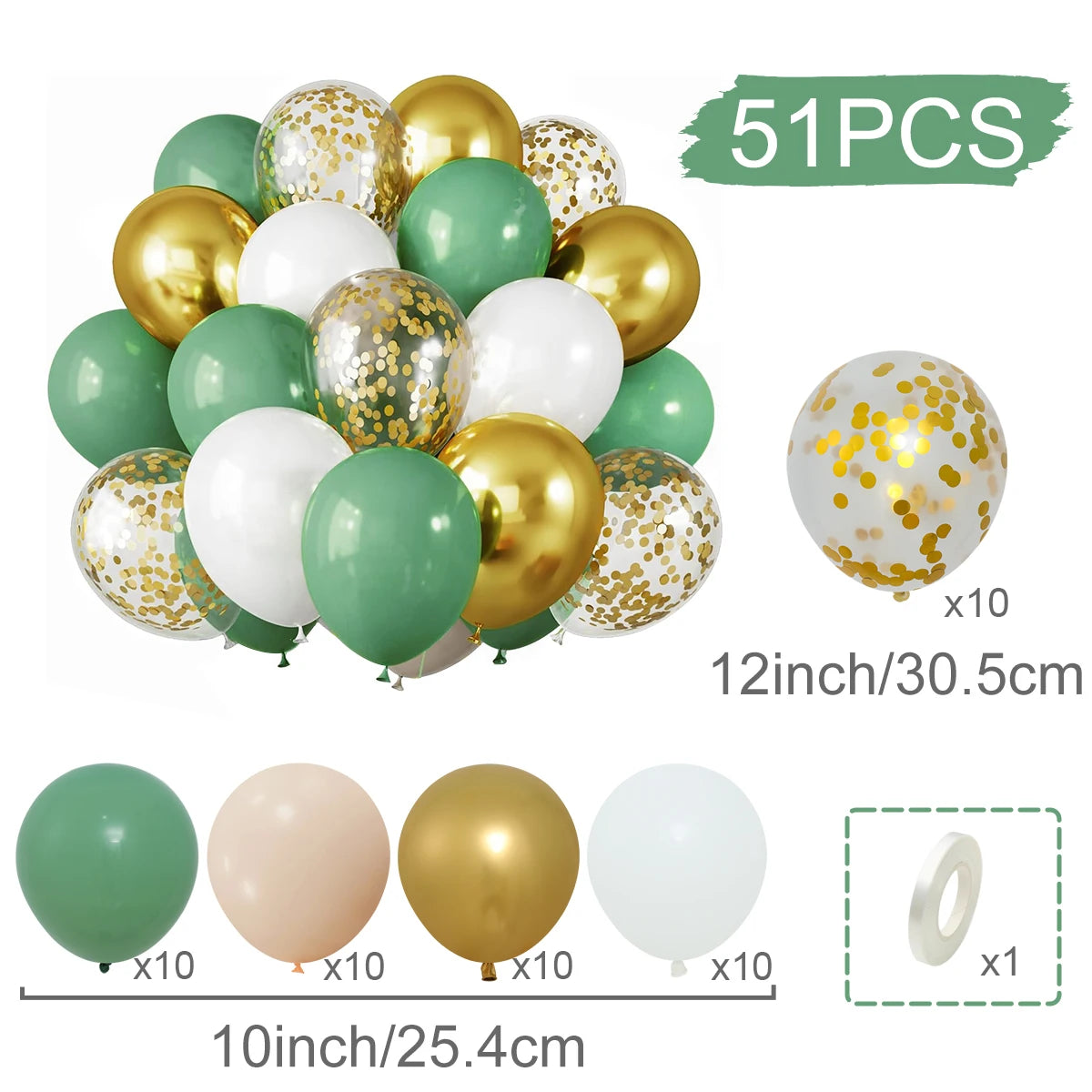 31/36/37/51/101Pcs Metallic Balloons Pearl Latex Balloon Gold Confetti Balloons for Birthday Weddings Baby Shower Party Decor