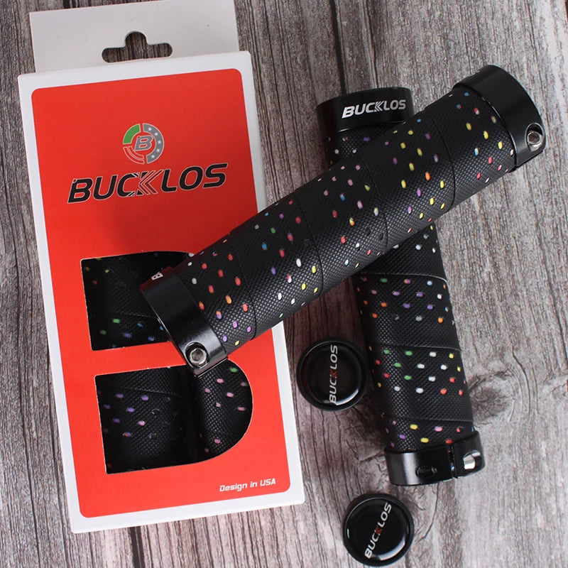 BUCKLOS Bicycle Grips Bike Handlebar Grips Non-slip Aluminum Double Lock Bicycle Handles MTB Cuffs Mountain Bike Grips