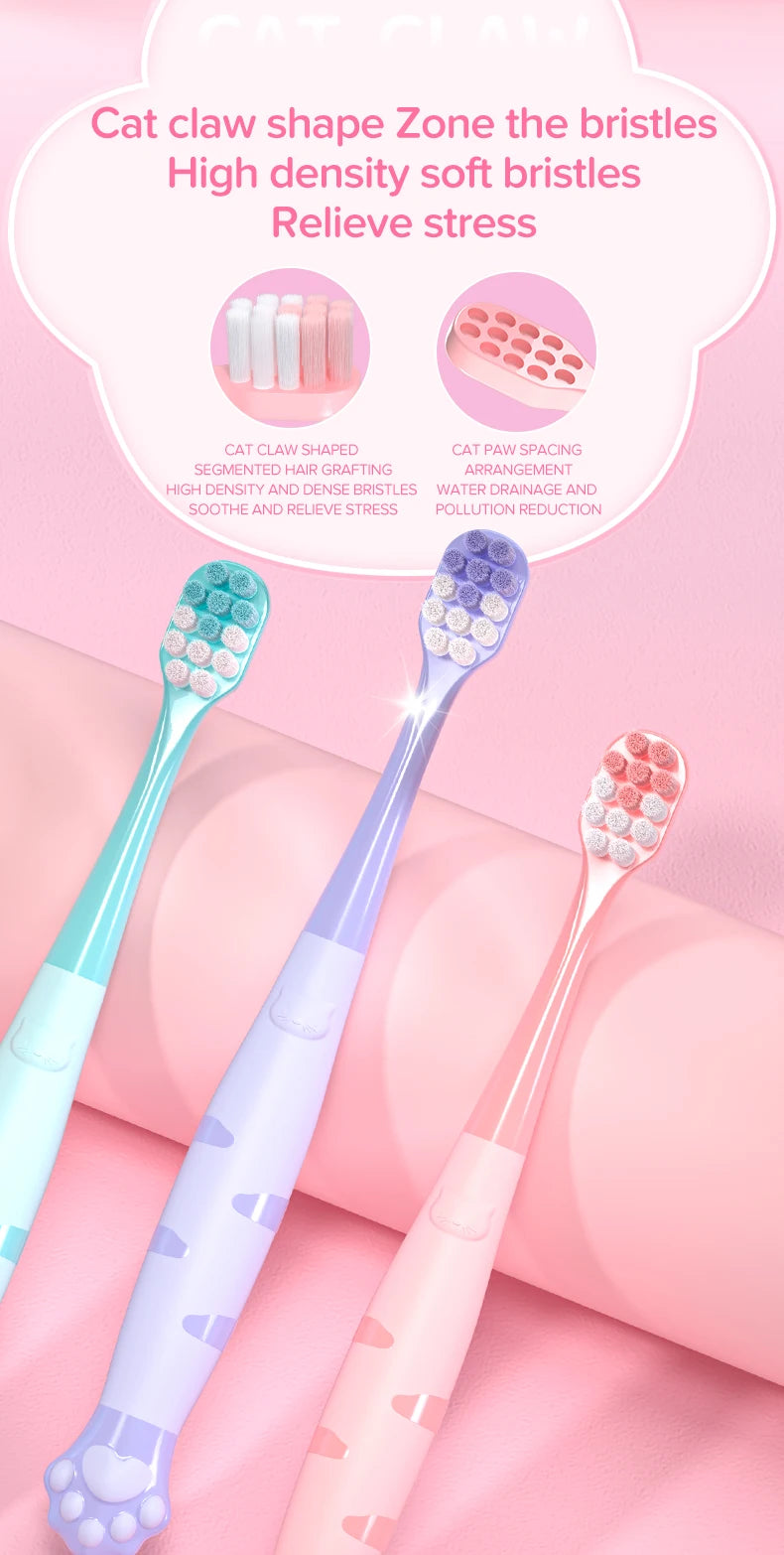 Cartoon Cute Cat Claw Shaped CHILDREN'S Soft Bristled Toothbrush Suitable for Cleaning the Oral Cavity for Ages 2-12