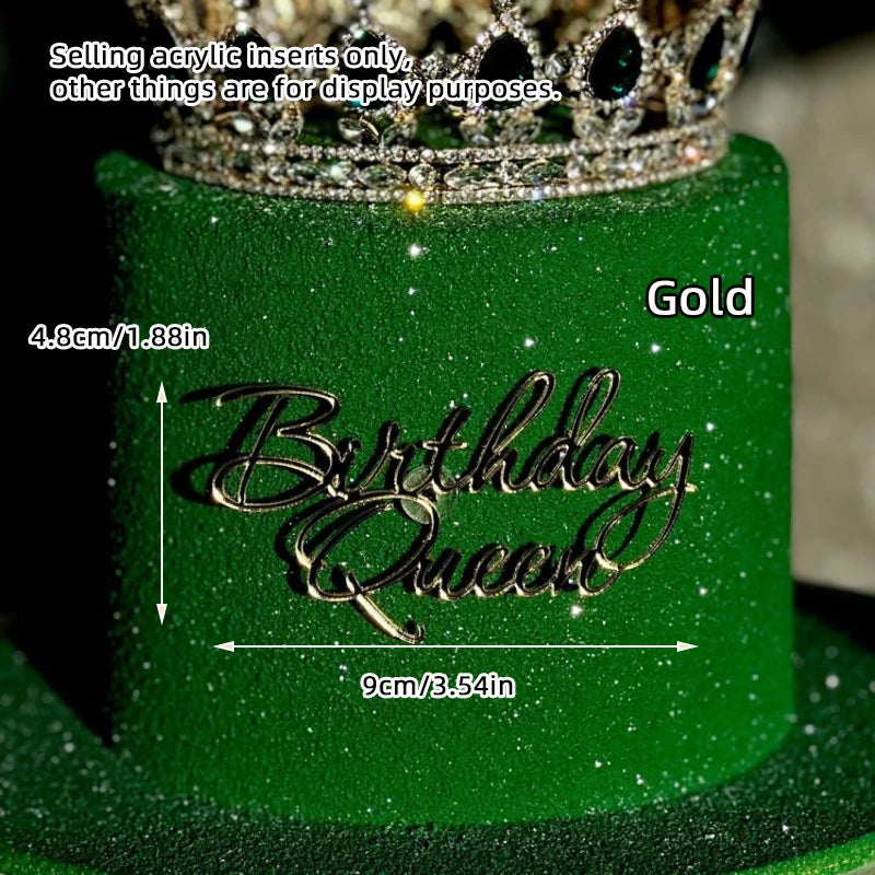 1/3/5pcs Acrylic Birthday Queen Gold Cake Topper Happy Birthday Party Sides Cake Decorations Accessories