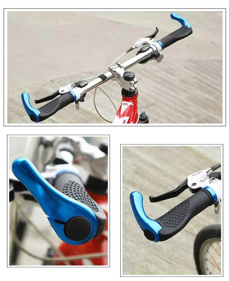 1 Pair Bicycle Handlebar Grip Ergonomic Anti Skid Lock on Handle Cover Aluminum Alloy Rubber Grips MTB Bike Accessories