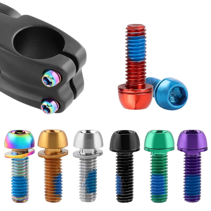MUQZI 6pcs M6x17mm Disc Brake Caliper Bolts Bike Stem Bolt MTB Crank Arm Screw With Washer Bicycle Parts