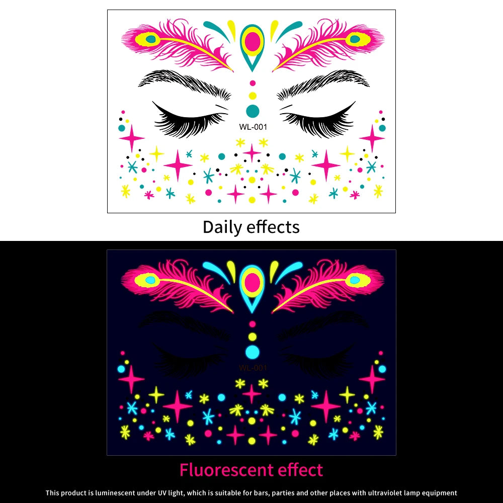 3D Face Eyes Party Makeup Tattoo Sticker Acrylic Diamond Rhinestones Sticker Self-adhesive Mixed Crystal Face Decoration Sticker