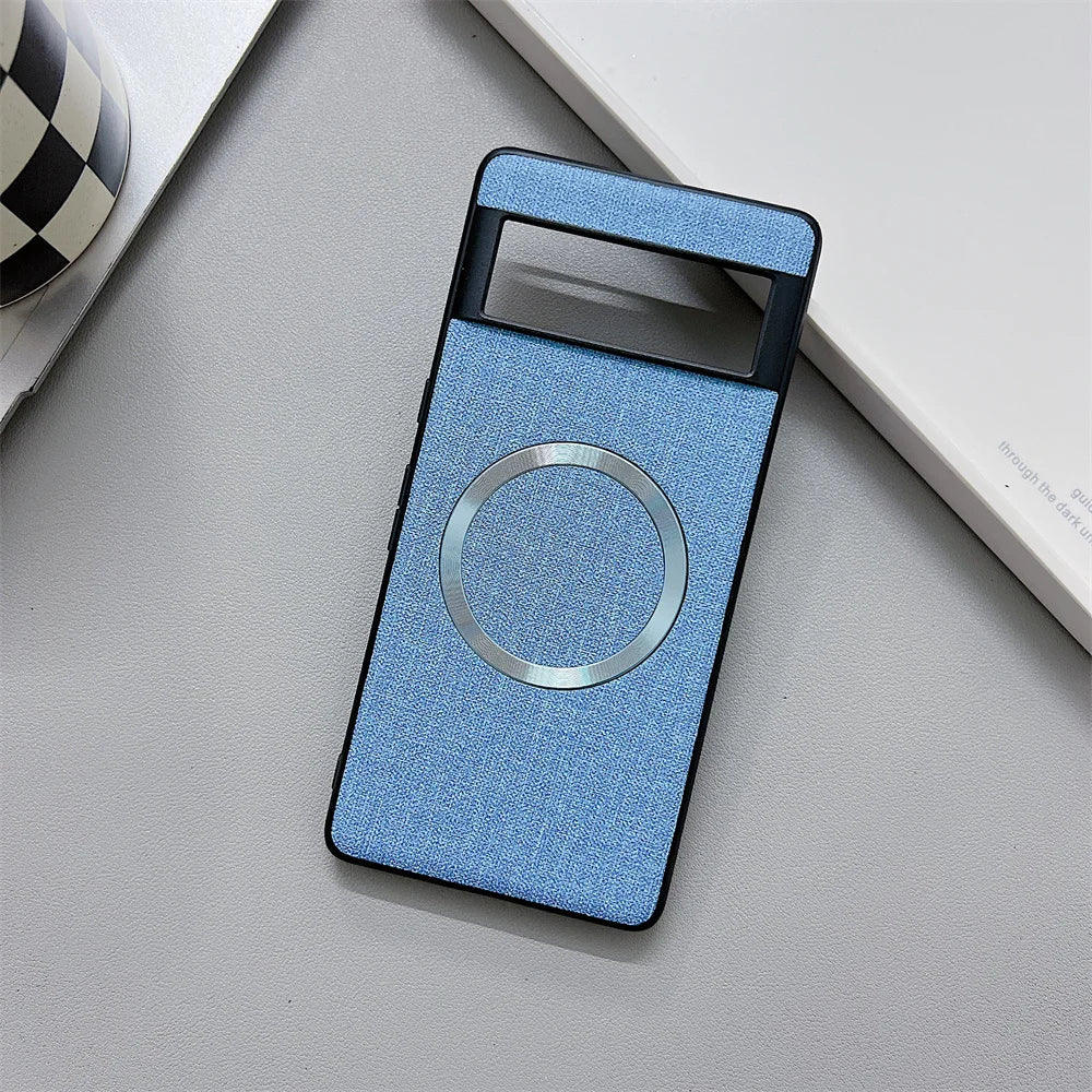 Luxury Business Magnetic Wireless Charging Case for Google Pixel 9 ProXL 6 7 8 Pro 6XL 5A 6A 8A Magsafe Linen Leather Slim Cover
