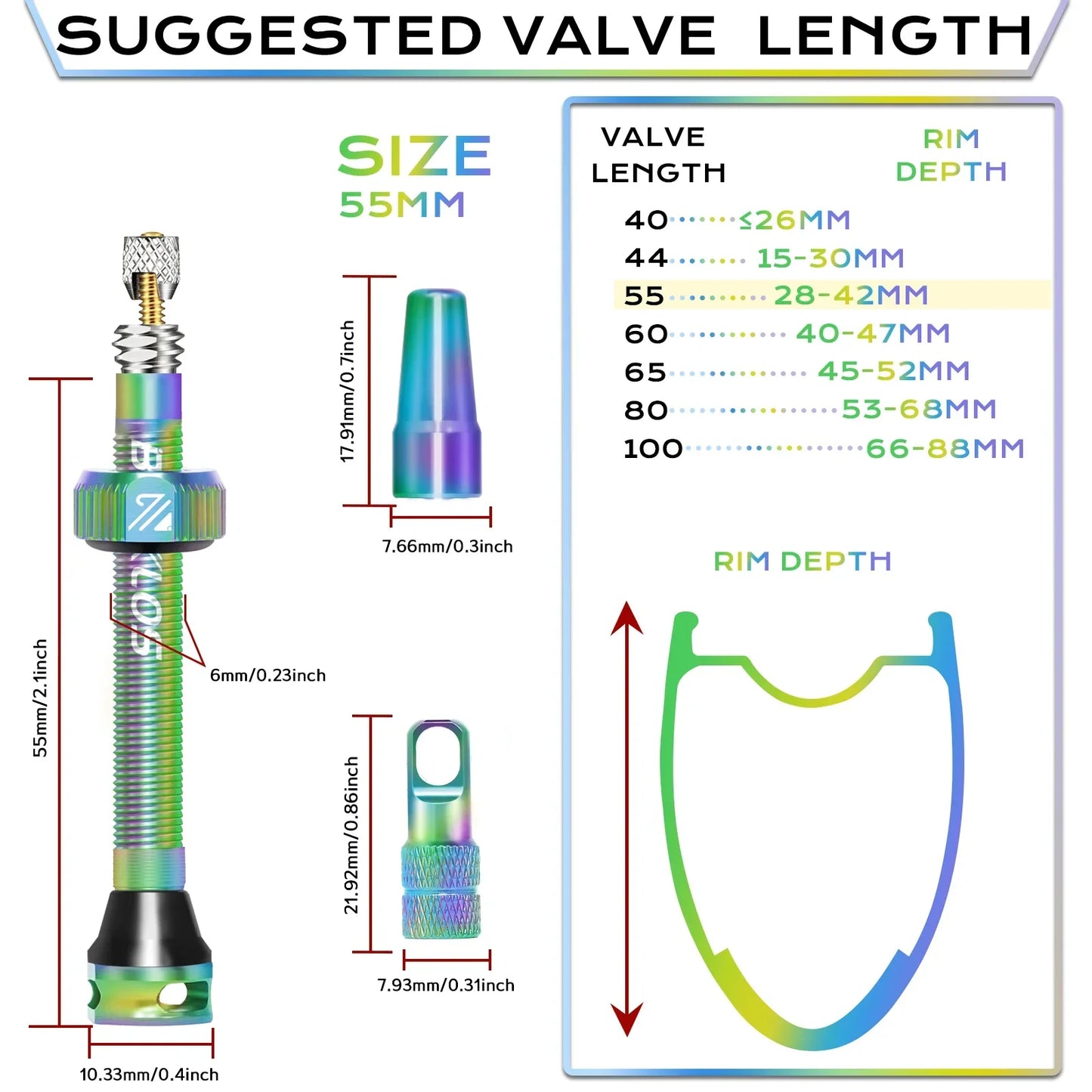 BUCKLOS Bike Tubeless Valve 40MM 44MM 55MM 60MM Road Mountain Bicycle Presta Valves High Quality Tire Nipple MTB Accessories