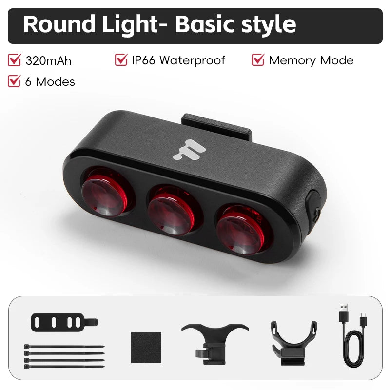 WEST BIKING Waterproof Bike Tail Light Smart Brake Sensing Rechargeable LED Cycling Rear Light Night Warning Bicycle Accessories
