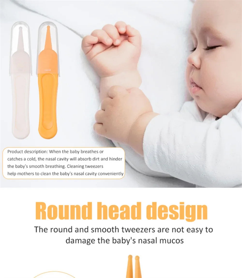 Baby Nose Cleaning Tweezers Infant Ear Nose Navel Clean Tool Safe Baby Dig Booger Clips Snot Removal Newborn Cleaning Supplies