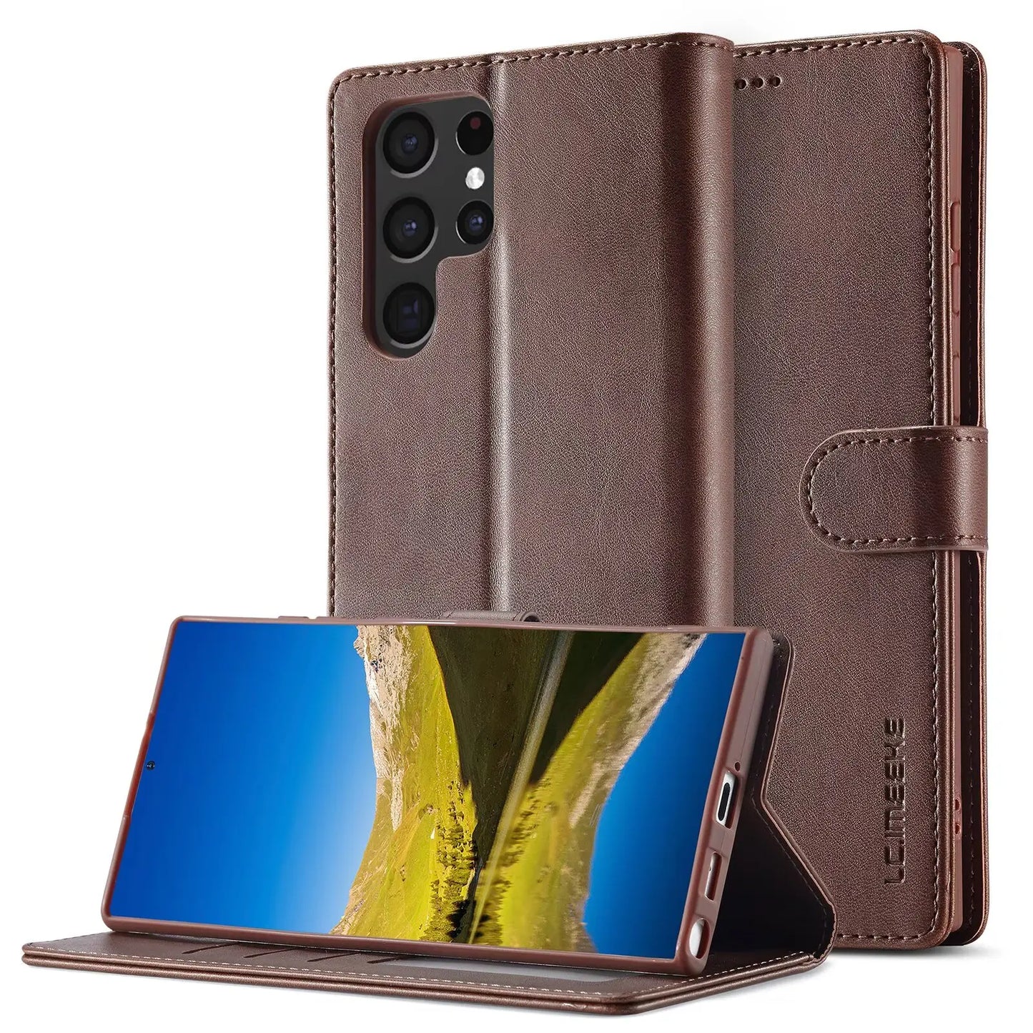 Business Leather Case for Samsung Galaxy S25 Edge Ultra S24 FE S23 Plus 5G Flip Wallet Card Holder Phone Cover
