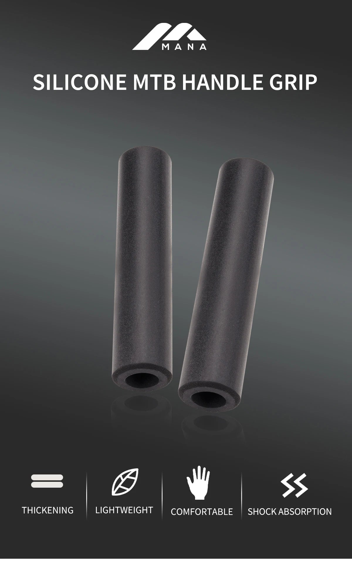 MANA MTB Bike Silicone Grip Thickening Lightweight Comfortable Shock Absorption Bicycle Handlebar Grip