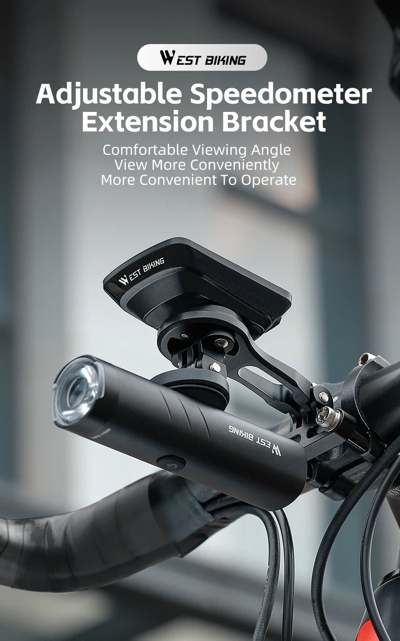 WEST BIKING Bike Bracket Front Light Lamp Holder Aluminum Alloy Extension Holder for Bicycle Computer Wahoo Bryton Garmin Bracke