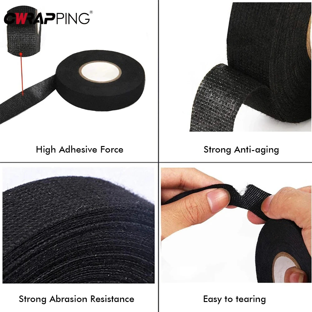 Car Cable Harness Wiring Fabric Loom Electrical Heat Tape Resistant Wiring Bundle Tape Coroplast Adhesive Automotive Cloth Tape