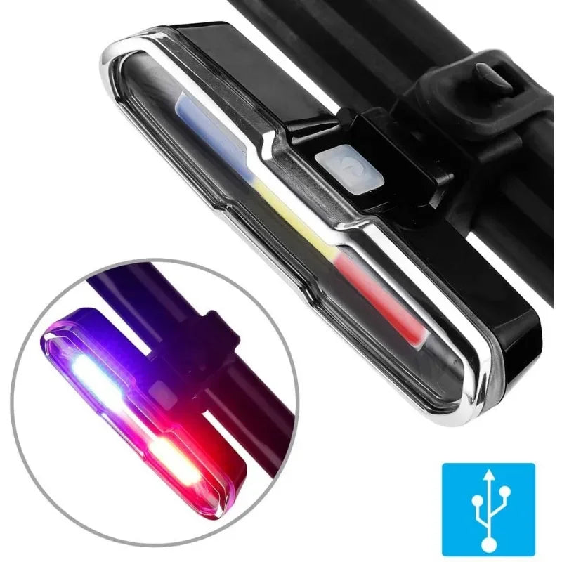 Bicycle Tail Light USB Rechargeable Bike Taillight Solar Power Long Endurance Cycling Rear Lamp Bright Mtb Warning Flashlight