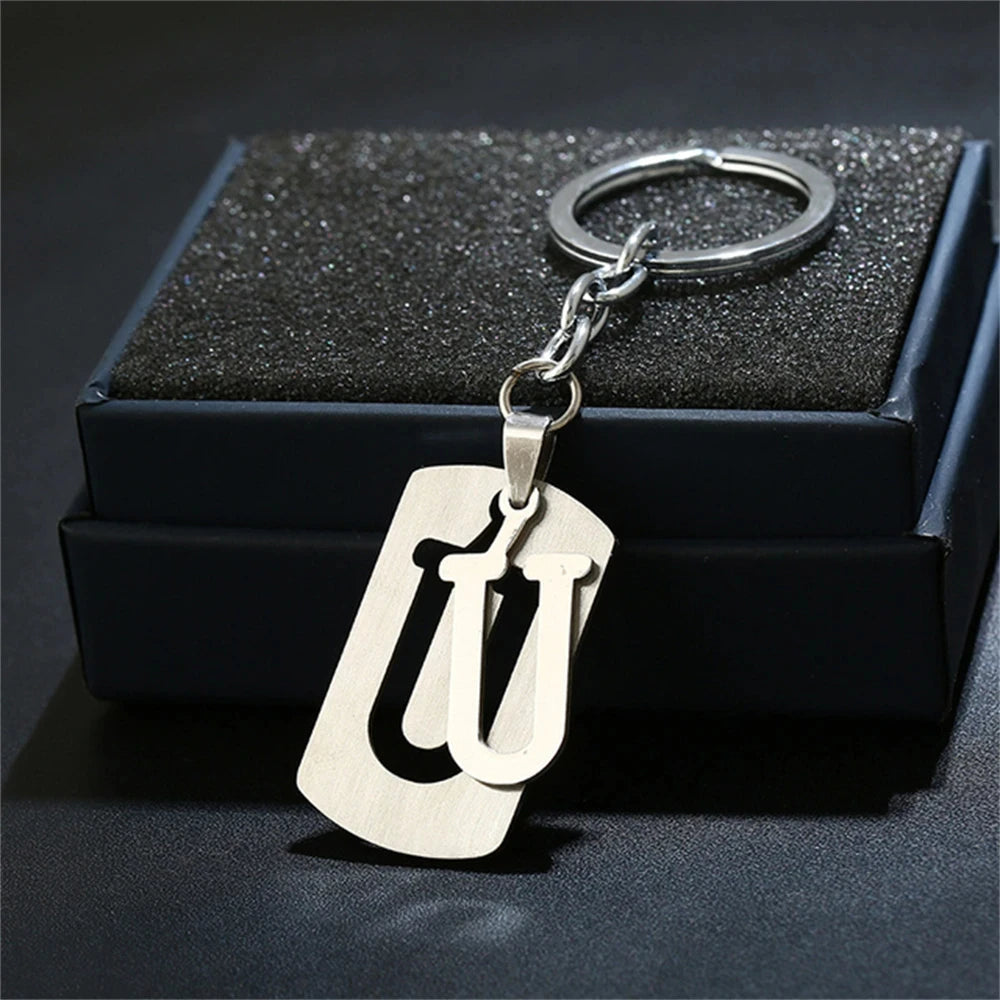 NEW DIY Stainless Steel A-Z Letters key Chain Charm 26 Letters KeyChain Men Women keychain Couple gift Jewelry Car Key Ring