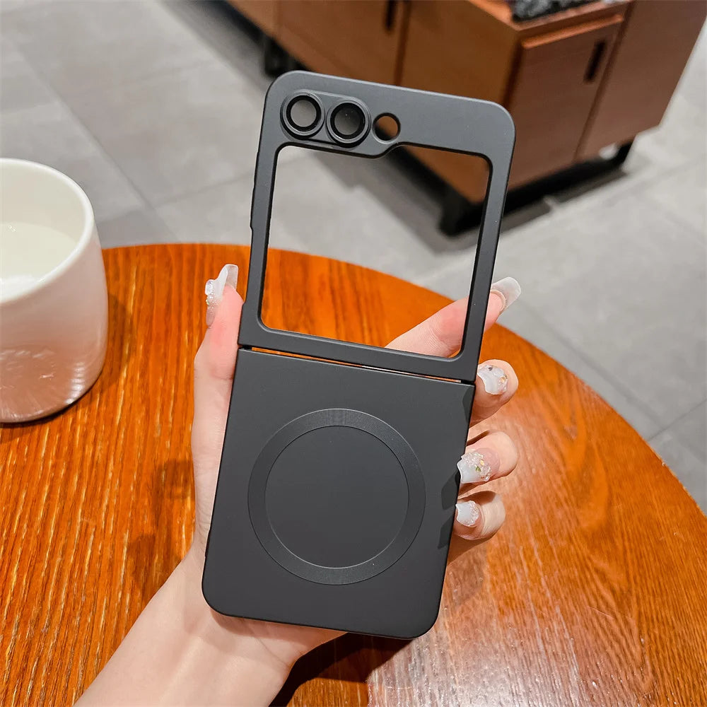 for Samsung ZFlip 4 Luxury for Magsafe Matte Case for Samsung Galaxy Z Flip 6 4 3 5 Flip4 Wireless Charger Soft Silicone Cover