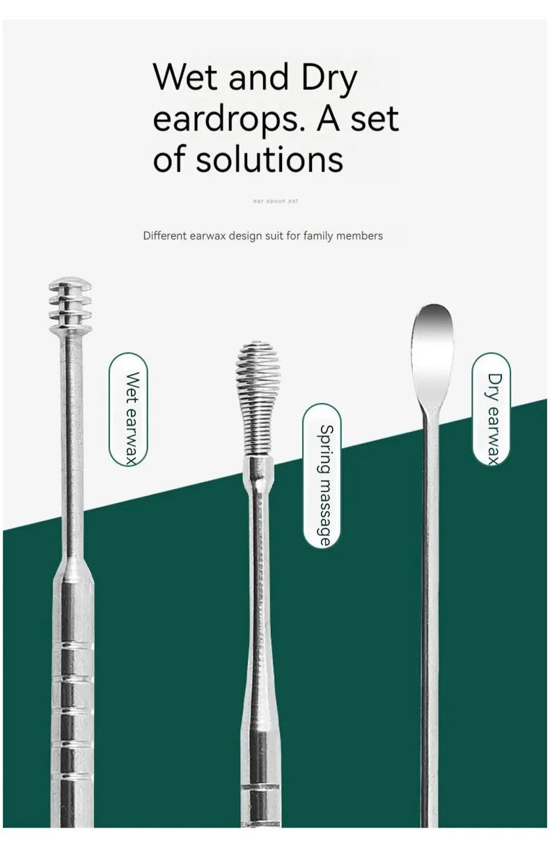 Stainless Steel Ear Picker Set Portable For Ear Puller Multi-Functional Ear Cleaning Safe Material Non-Slip Handle