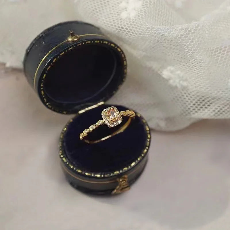 Unique Orange Cubic Zirconia Rings Silver Color/Gold Color 2023 New Wedding Rings for Women Temperament Elegant Jewelry
