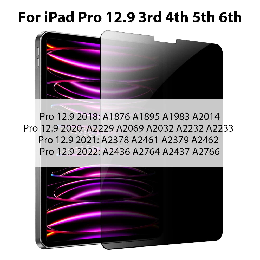 Privacy Glass For iPad Pro 12.9 11 13 2024 M4 M2 10th Gen Screen Protector For iPad Air 5 4 3 7th 8th 9th 10.2 Mini 6 10.5 Film