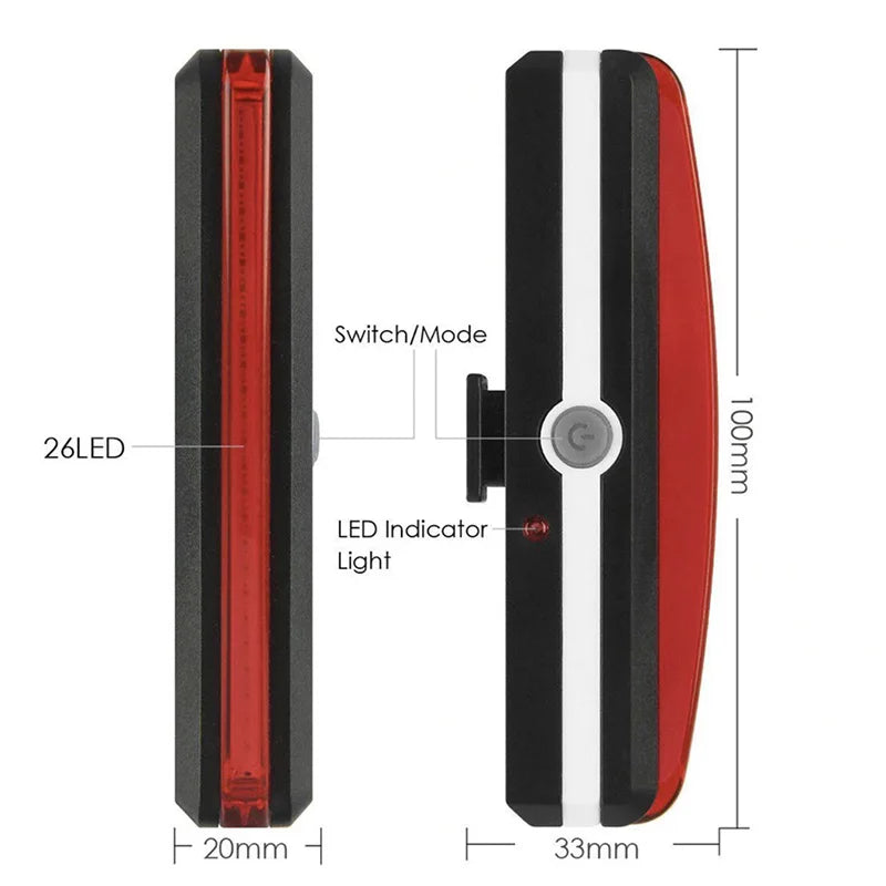 Bike Rear Light Highlight COB LED Tail Light Waterproof Bicycle USB Rechargeable Mountain Riding Cycling Tail Lamp Bicycle Parts