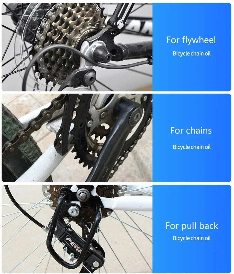 60ML Bicycle Chain Lubricant Dry Lube Chain Oil Long-Lasting Bike Chain Oil Waxy Maintenance Oil Squirt MTB Road Bike Accessorie