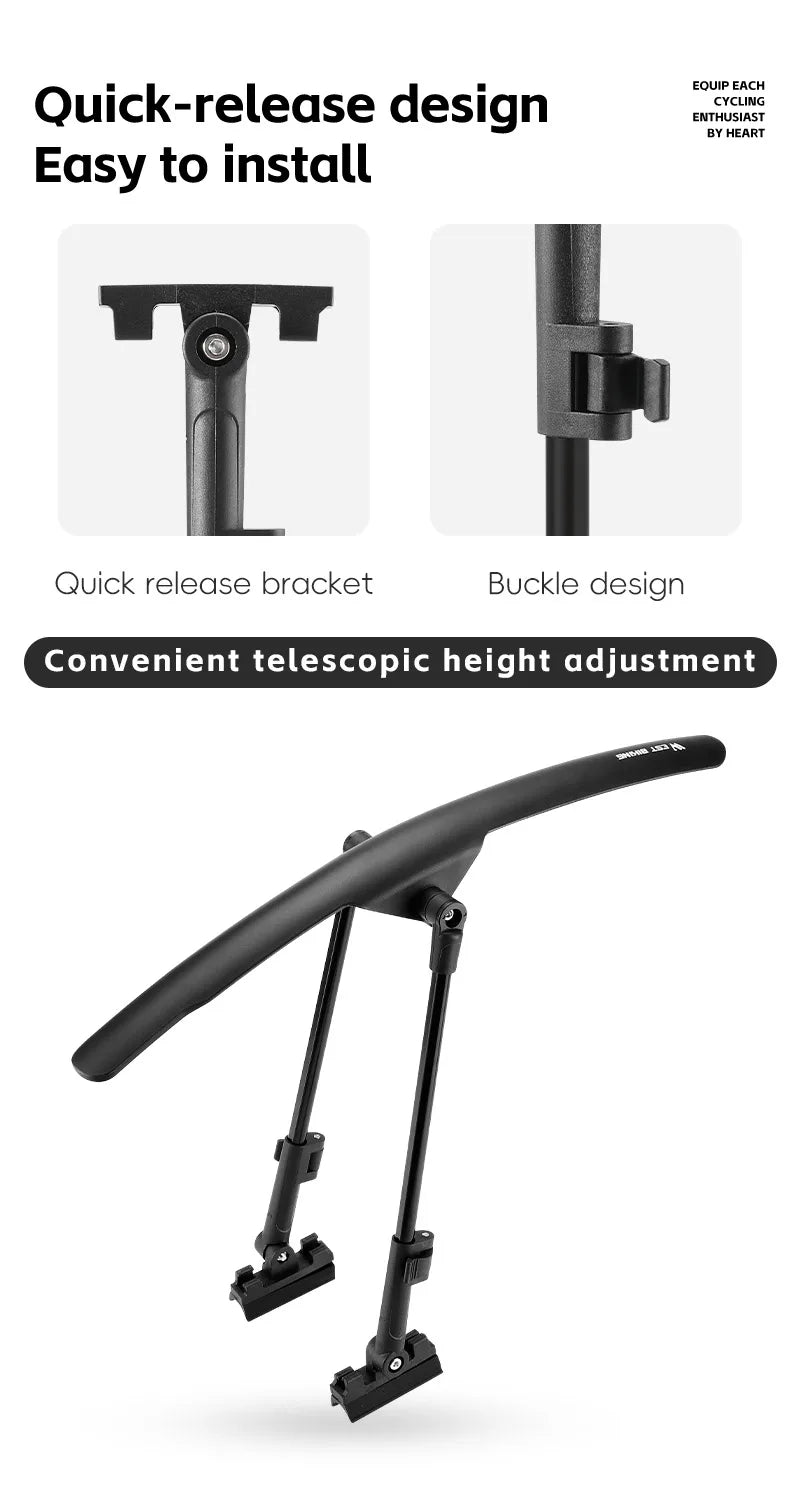 WEST BIKING Road Bike Fender Aerodynamic Lightweight Bicycle Mudguard Set Adjustable Front Rear Mud Protector Bike Accessories