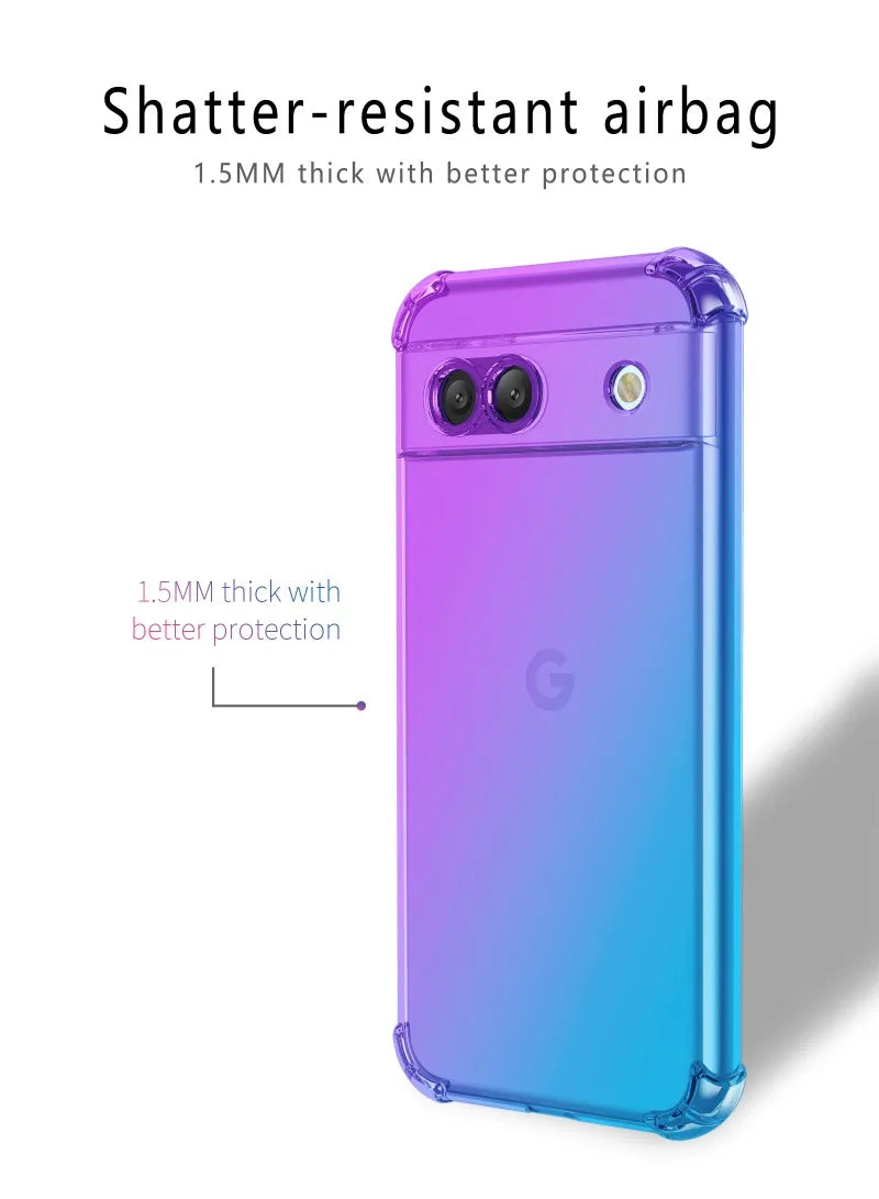 Shockproof Gradient Airbag TPU Case for Google Pixel 9 Pro XL 8A 8 Pro 7A 7 Pro 6A Protective Cover Fundas Coque Capa Shell