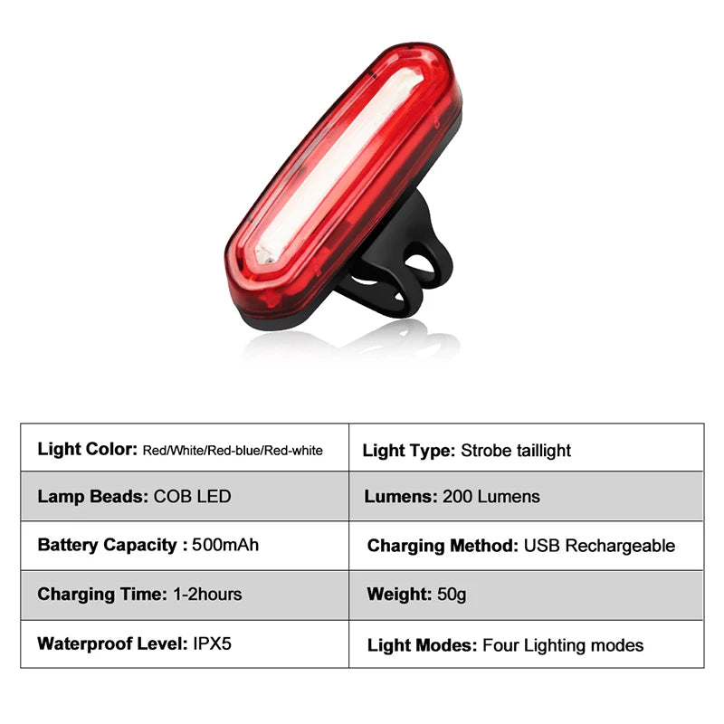 Cycling Tail Light Outdoor Highlight USB Charging Mountain Led Warning Bike Lights Tail Lamp Rear Light Bicycle Accessories