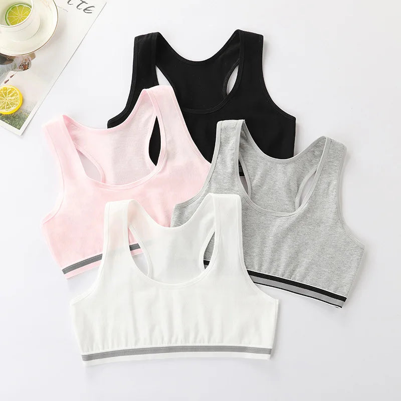 4 Pcs/Lot Girls Brassiere Cotton Back Buckle Design Adolescent Girls Training Bras Breathable Teenage Girl Tops Bra