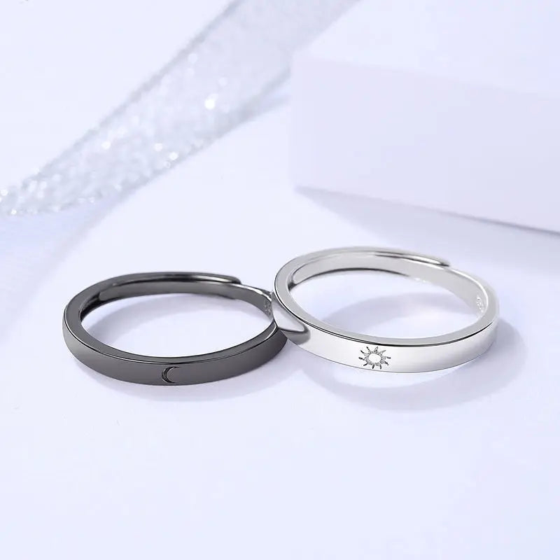 Luxury Crystal Angel Demon Couple Rings for Women Men Romantic Fashion Wings Design Adjustable Engagement Ring Wedding Jewelry