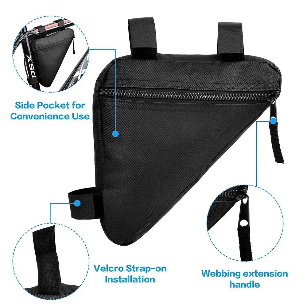 Bicycle Triangle Tool Kit Bag Front Tube Frame Saddle Storage Bag Waterproof Pouch Durable Bike Bag