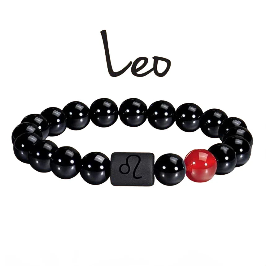 FTCY 10mm Zodiac Yellow Tiger Eye Stone Bracelet for Men Women Black Agate Crystal Elastic Cord Hand Chains Couple’s Jewelry