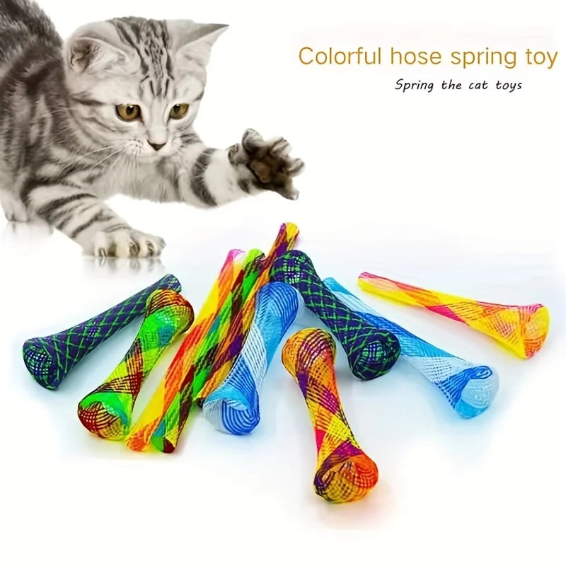 Folding Spring Shaped Toys Colored Elastic Spring Interactive Cat Tearing Stick Providing Fun And Excitement For Pets