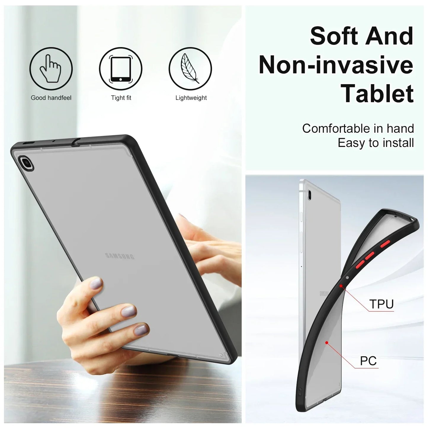 Matte Case For Samsung Galaxy Tab A9 Plus X210 S6 Lite 2024 P620 S7 FE S8 S9 S10 Plus X810 A8 10.5 A7 Lite Tablet back Cover