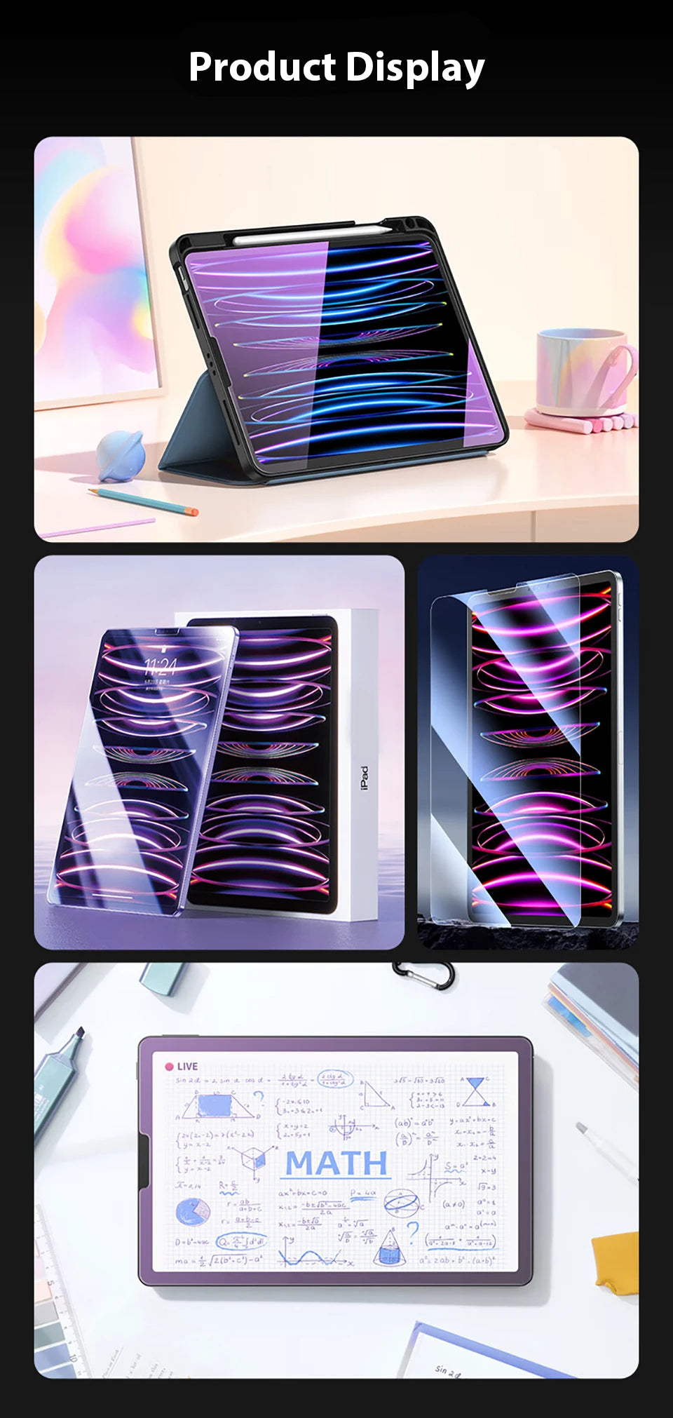 Tempered Glass For Ipad Pro 11 12.9 13 2024 10th 9th Gen Screen Protector For Ipad Air 5 4 Mini 6 10.9 10.2 Film Anti Blue Light