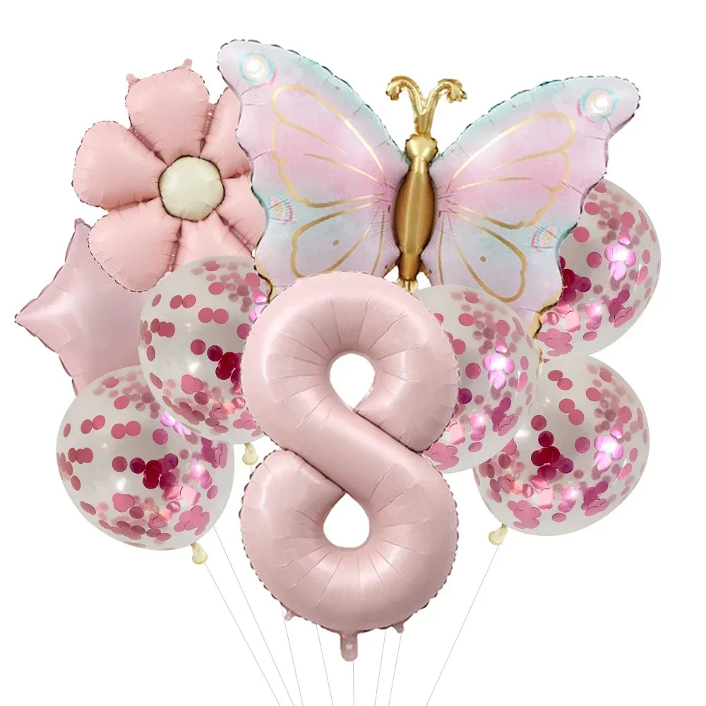 Butterfly Balloons 5th Birthday Decor for Girls Pink Butterfly Foil Balloons for Butterfly Themed Party Wedding Birthday Decors