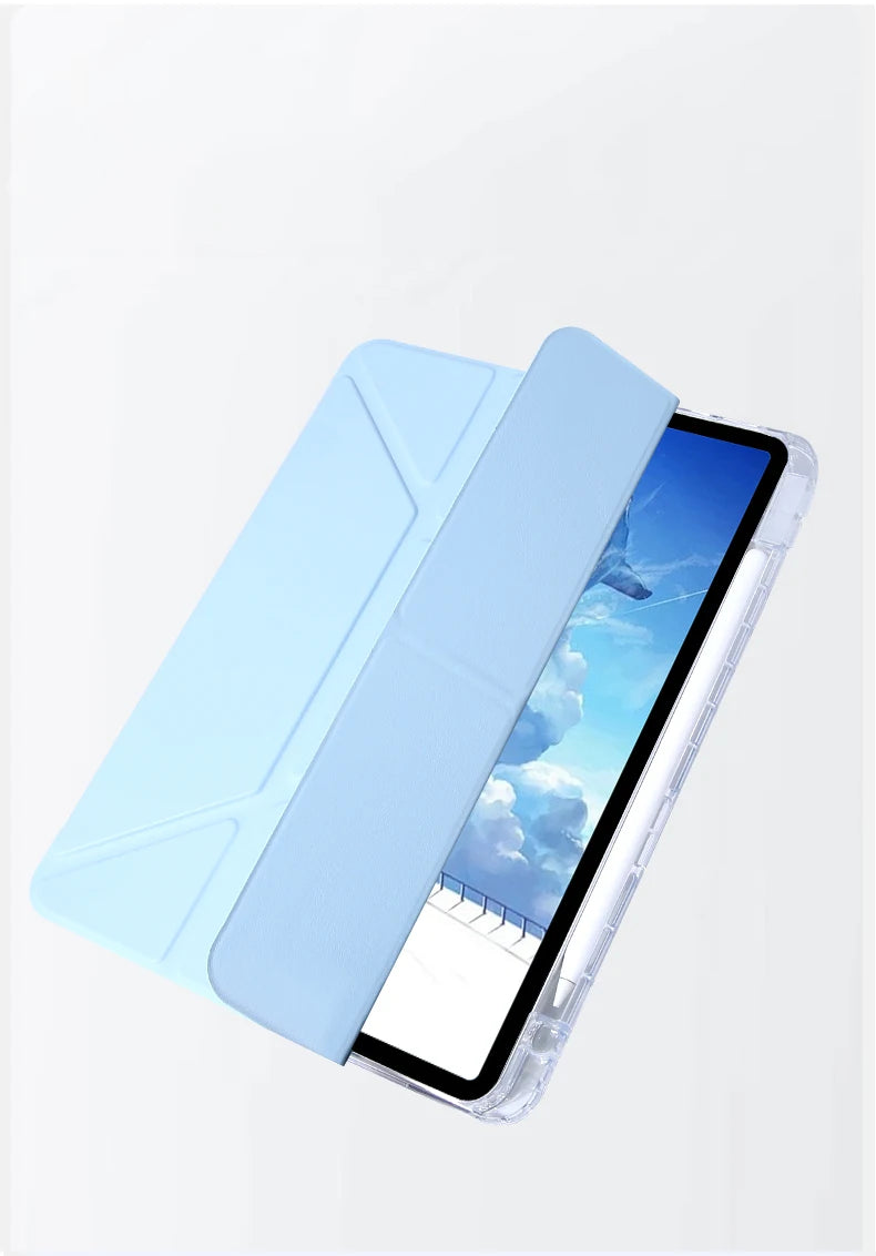 For iPad 2024 Air 6 2022 2018 iPad Pro 11 Air5 Air4 10.9-inch 11-inch transparent tpu multi-angle stand Smart pen holder