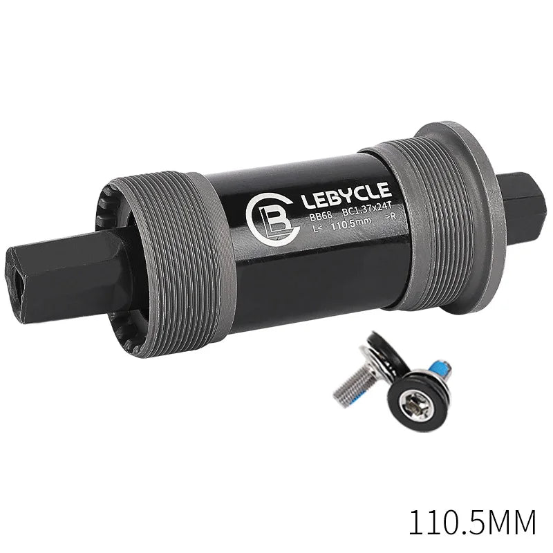 LEBYCLE MTB Road Bicycle Square Bottom Bracket BB68 Threaded Bottom Bracket Bike Hollow Axle 113/120/122.5/124.5/126mm