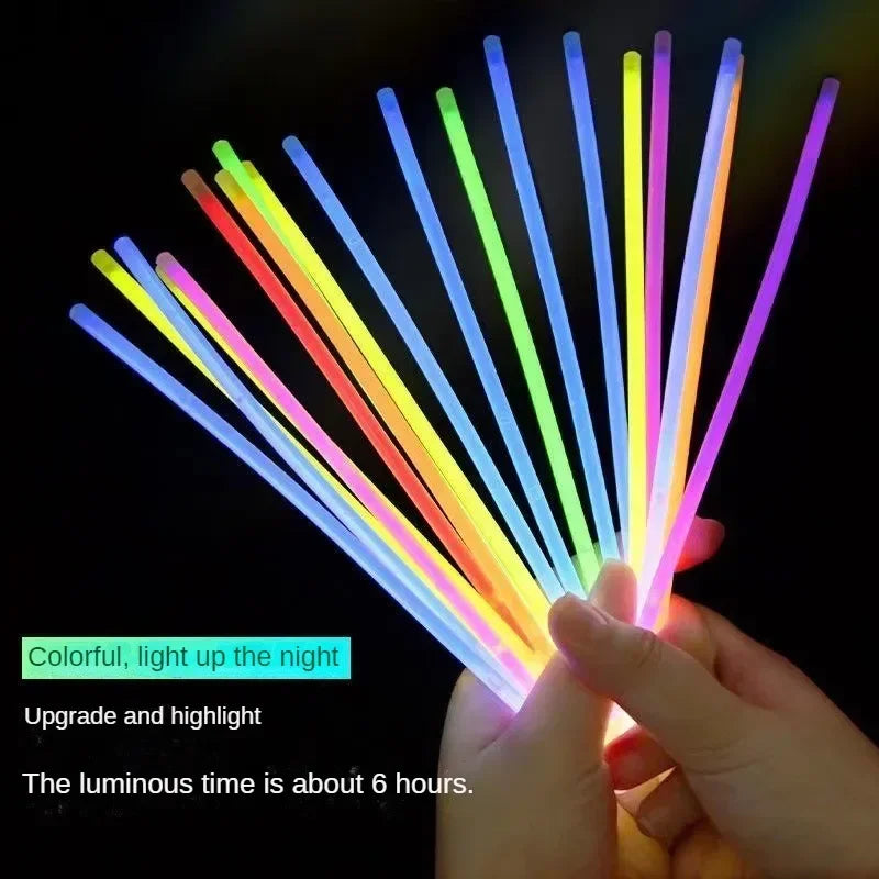 100pcs Party Fluorescence Prop Wedding Party Light Glow Sticks Bracelets Necklaces Live House Concert Bright Colorful Glow Stick
