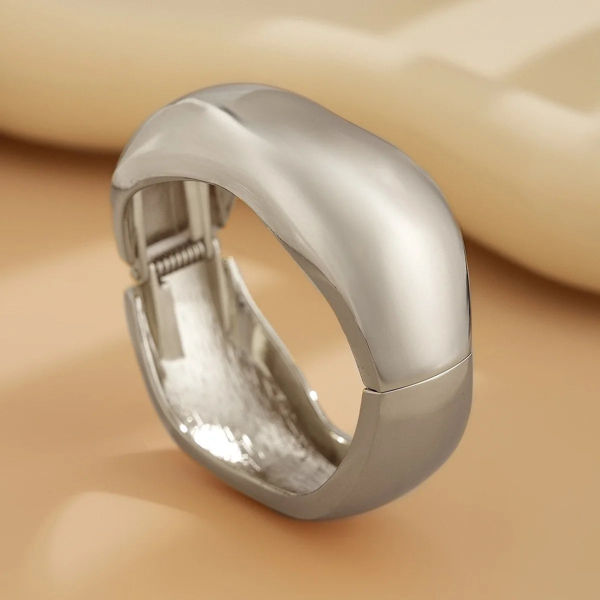 DIEZI Vintage Wide Cuff Bangles Hip Hop Punk Gold Silver Color Geometric Metal Spring Bangles For Women Bracelets Men Jewelry
