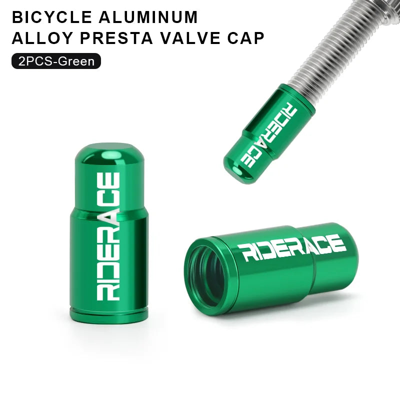 RIDERACE Bicycle Tire Valve Cap Aluminum CNC MTB Road Bike Tube Tyre Gas Nozzle Cover for AV FV Schrader Presta Valve Dustproof