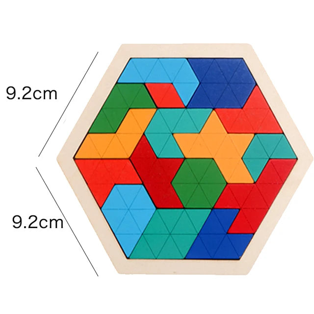Montessori Wooden Toys 3D Jigsaw Puzzle Tangram Math Toys Baby Hand Grasp Board Shape Match Puzzle Educational Toys for Kids
