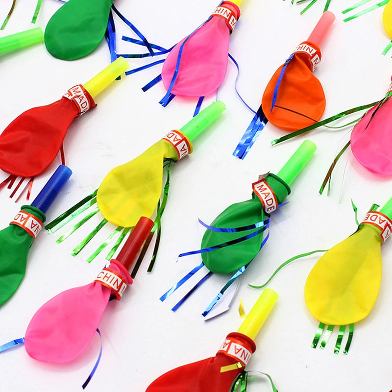 50pcs Gold Thread Balloon Whistle Kids Birthday Party Favor Pinata Filler Easter Children's Day Carnival Party Favor Decoration