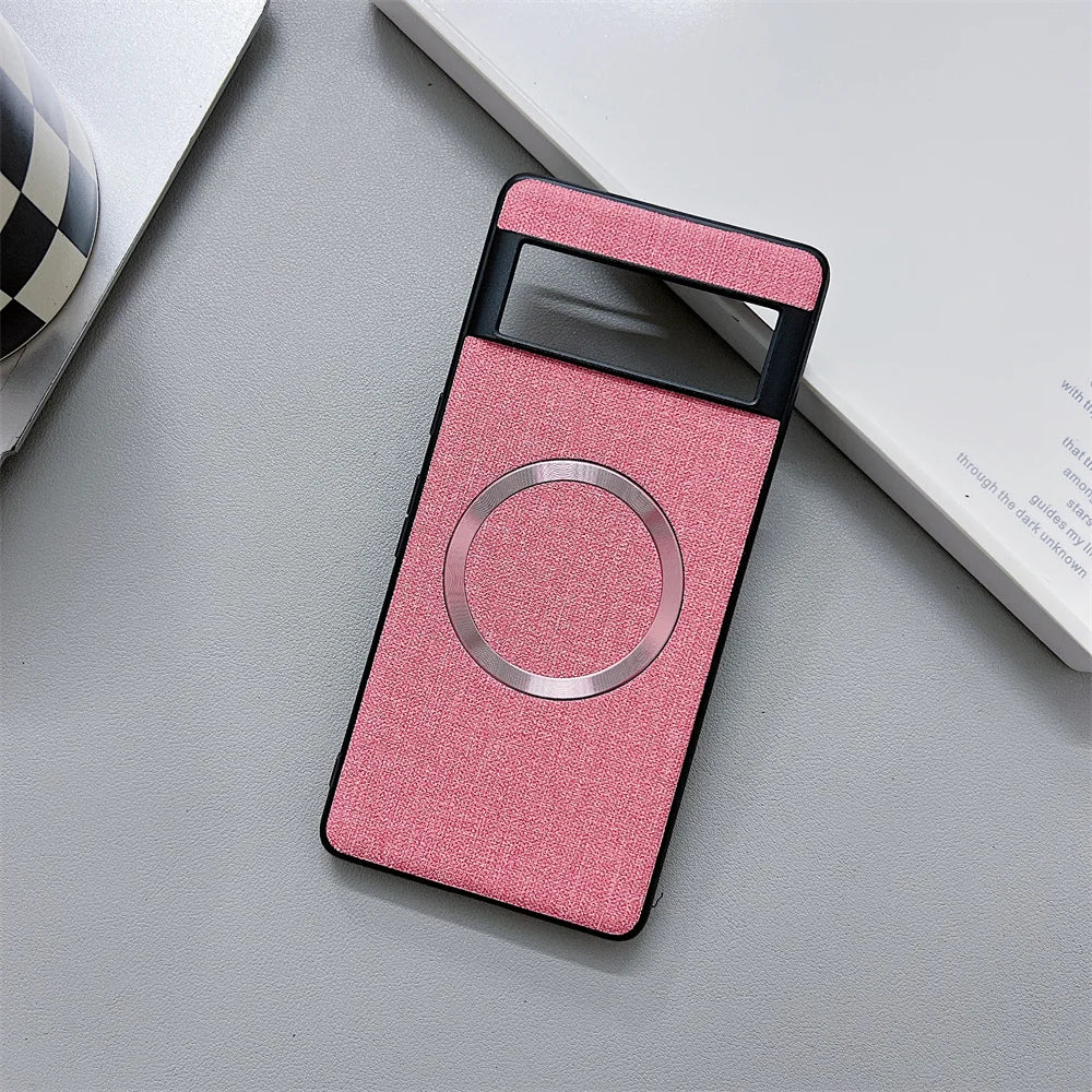 Luxury Business Magnetic Wireless Charging Case for Google Pixel 9 ProXL 6 7 8 Pro 6XL 5A 6A 8A Magsafe Linen Leather Slim Cover