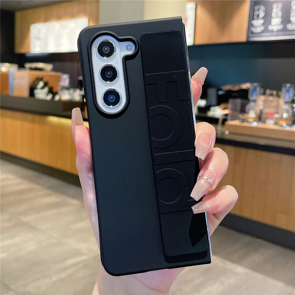 Luxury Soft Silicone Wrist Strap Bracket Phone Case For Samsung Galaxy Z Fold 6 5 4 3 ZFold 3 Cases Ultra Thin Matte Hard Cover