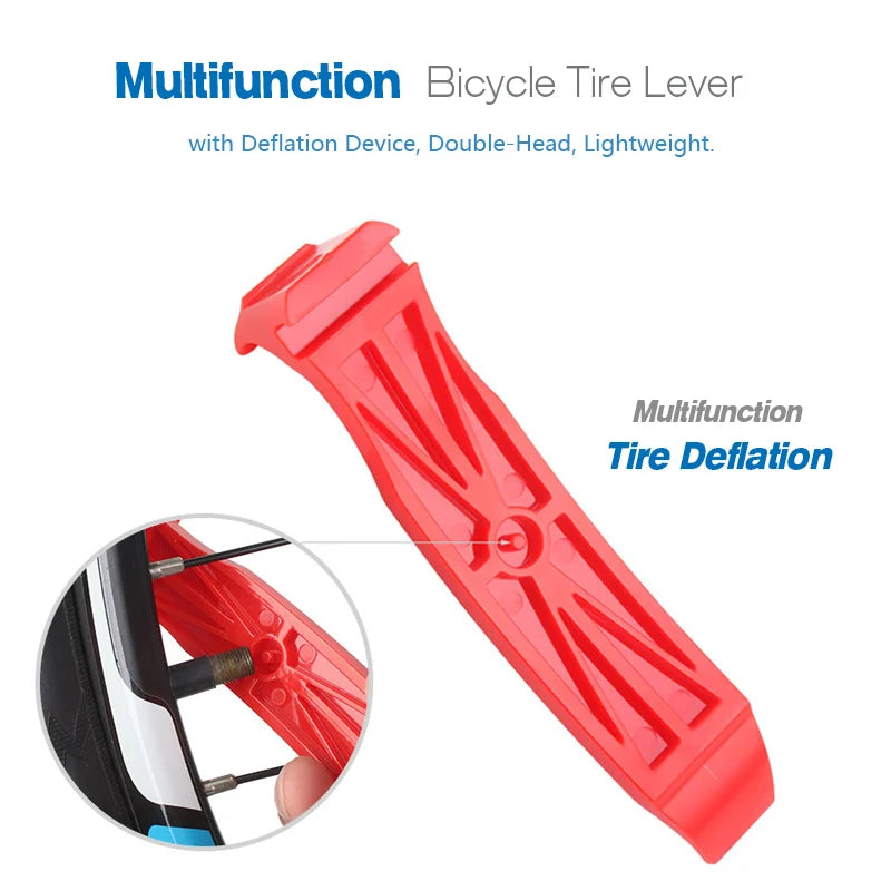 Bicycle Tyre Lever Road Bike Multifunction Tube Remover Tool Cycling 4-in-one Double-Head Repair Tire Lever with Deflation