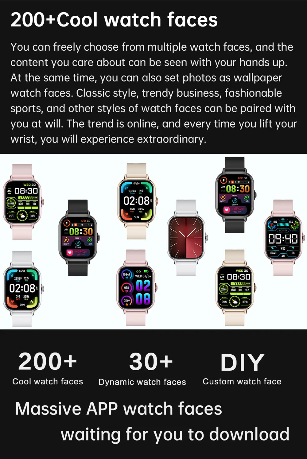 2024 2.01'' Smart Watch Bluetooth Call Play Music Smartwatch Fitness Sport Waterproof Watches for Men Women iPhone Android